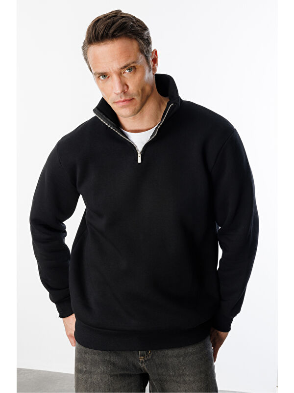 Genius Store Kalın Yarım Fermuarlı Dik Yaka Unisex Sweatshirt