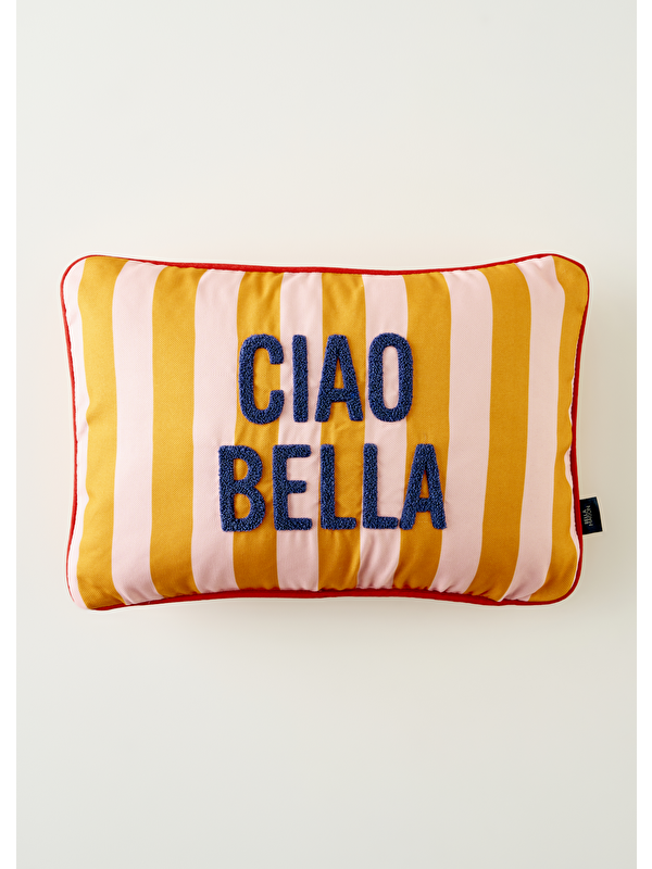 Bella Maison %100 Pamuk Line Mottolu Punchlı Kırlent Kılıfı Turuncu (35x50 cm)