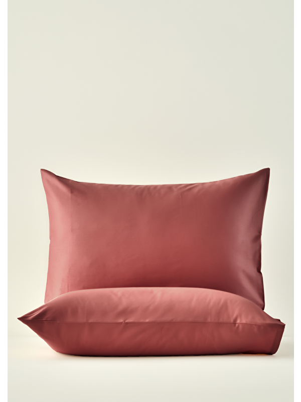 Bella Maison %100 Pamuk Saten Basic Standart 2'li Yastık Kılıfı Bordo (50x70 cm)