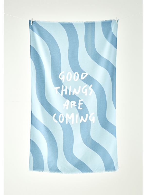 Bella Maison %100 Pamuk Good Things Are Coming Baskılı Plaj Havlusu Mint (90x150 cm)