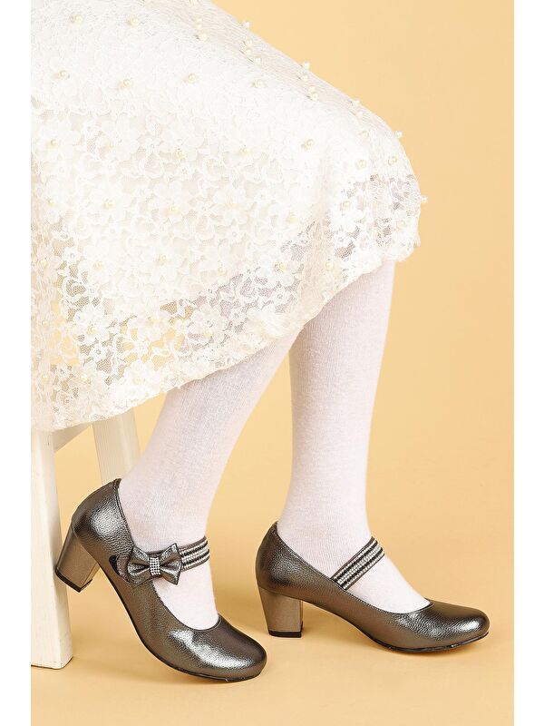 Cameli Vakko Günlük Kız Çocuk 4 Cm Topuklu Abiye Ayakkabı - Görsel 3