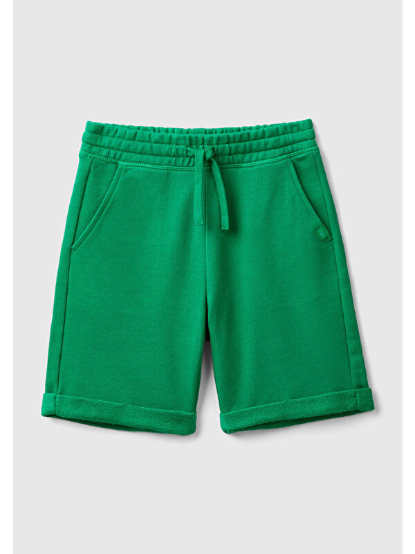 United Colors Of Benetton Erkek Çocuk Yeşil Logolu Sweat Şort