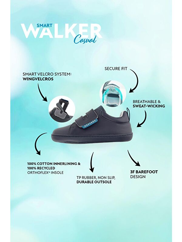 Smart Walker Casual Mavi Geceyarısı Barefoot Çocuk Ayakkabı - Görsel 3