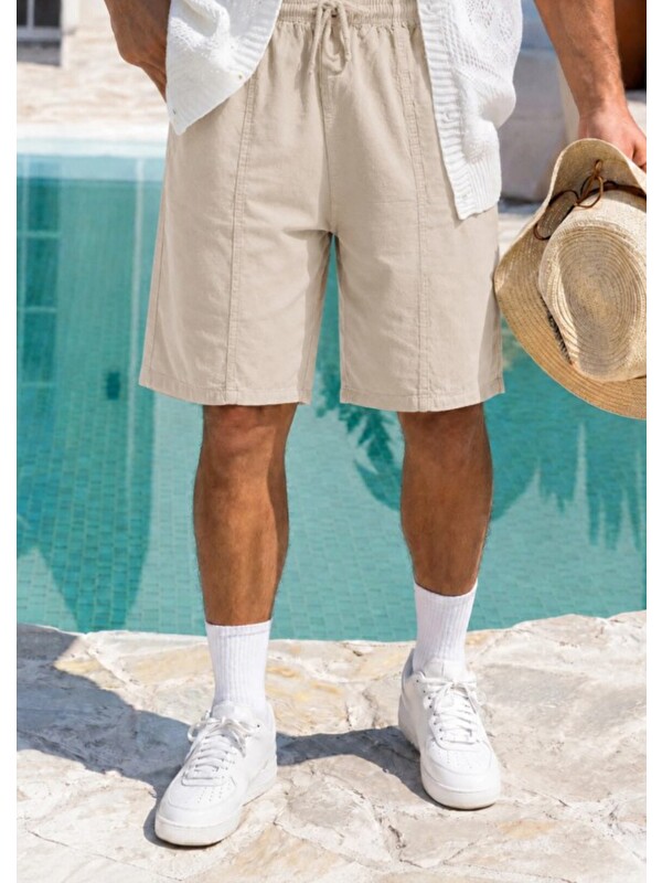 Tarz Cool Premium %100 Pamuk Bağcıklı Erkek Şort – Relax Fit Yazlık Old Money Şort