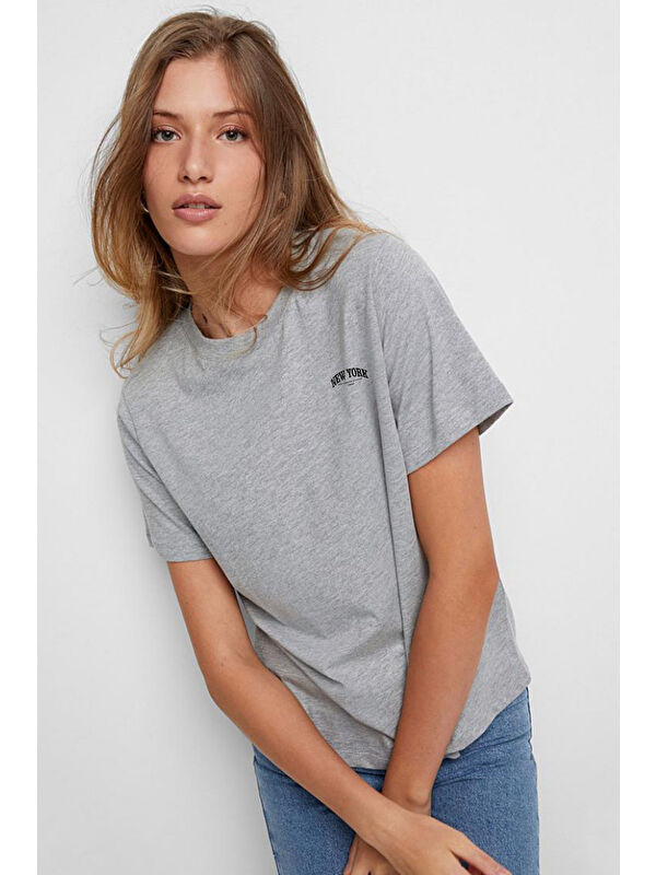Süperlife Kadın Bisiklet Yaka New York Tshirt SPR25TSK21
