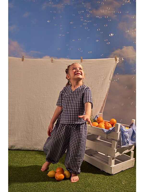 Oh La La Koala For Little Ones Lacivert Daisy Picnic Serisi Kruvaze Takım