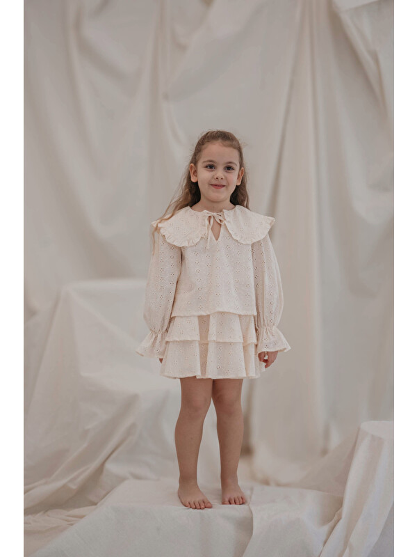 Oh La La Koala For Little Ones Krem Luma Vintage Serisi Yaka Detaylı Brode Takım