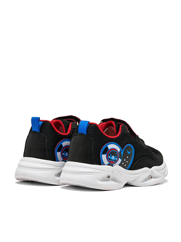 Çocuk Unisex Siyah Kırmızı Işıklı Cırtlı Ayakkabı - Görsel 5
