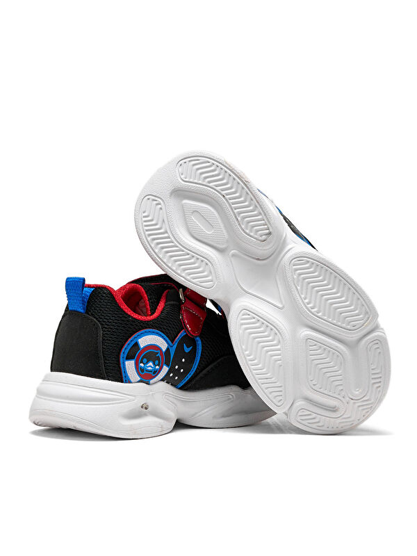 Çocuk Unisex Siyah Kırmızı Işıklı Cırtlı Ayakkabı - Görsel 6