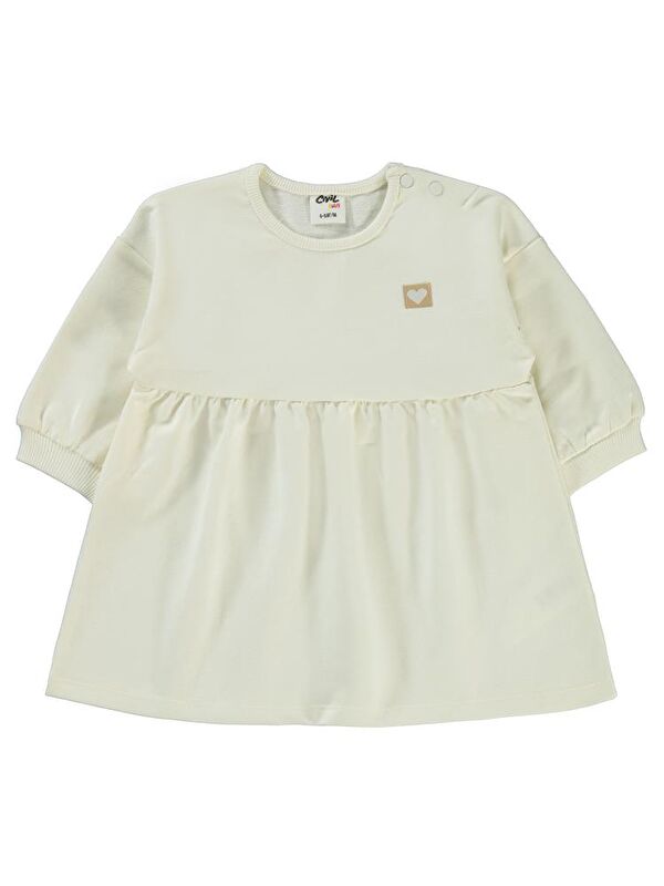 Civil Baby Basic Kalp Etiketli 6-18 Ay Elbise - Ekru 18-24 Ay
