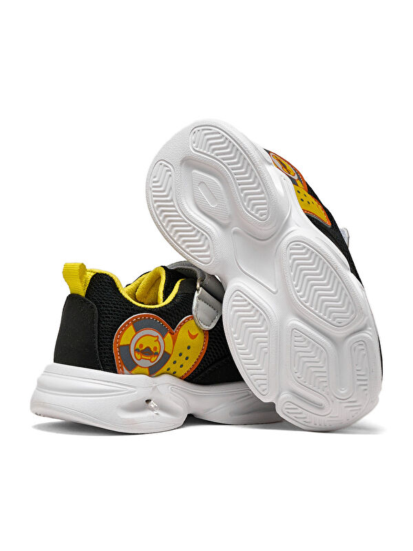 Çocuk Unisex Siyah Sarı Işıklı Cırtlı Ayakkabı - Görsel 5