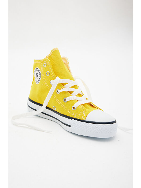 Çocuk Unisex Sarı Rahat Kalıp Bağcıklı Uzun Spor Ayakkabı - Görsel 5