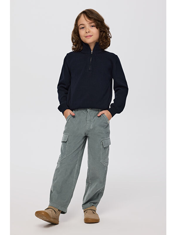 Panço Erkek Çocuk Kadife Yeşil Pantolon