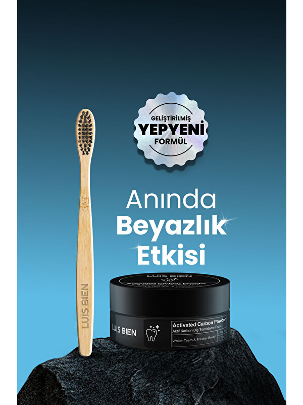 Luis Bien Aktif Karbon Diş Temizleme Tozu 50 gr + Bambu Diş Fırçası Set
