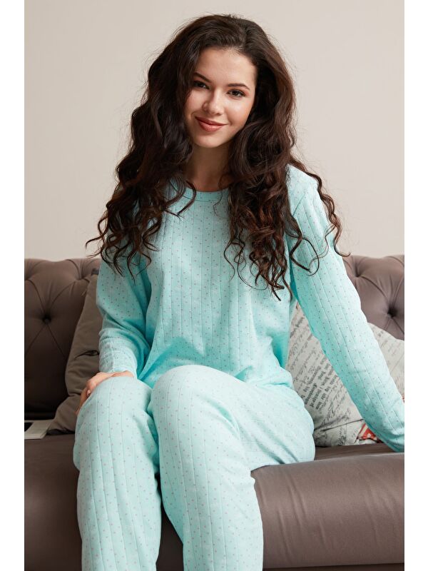 Fullamoda Büyük Beden Kalp Ve Yıldız Desenli Pijama Takımı