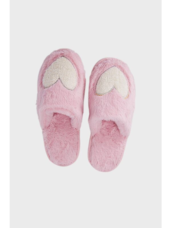 Yumuşak Dokulu Tüylü Kalp Terlik 5958002 - Görsel 6