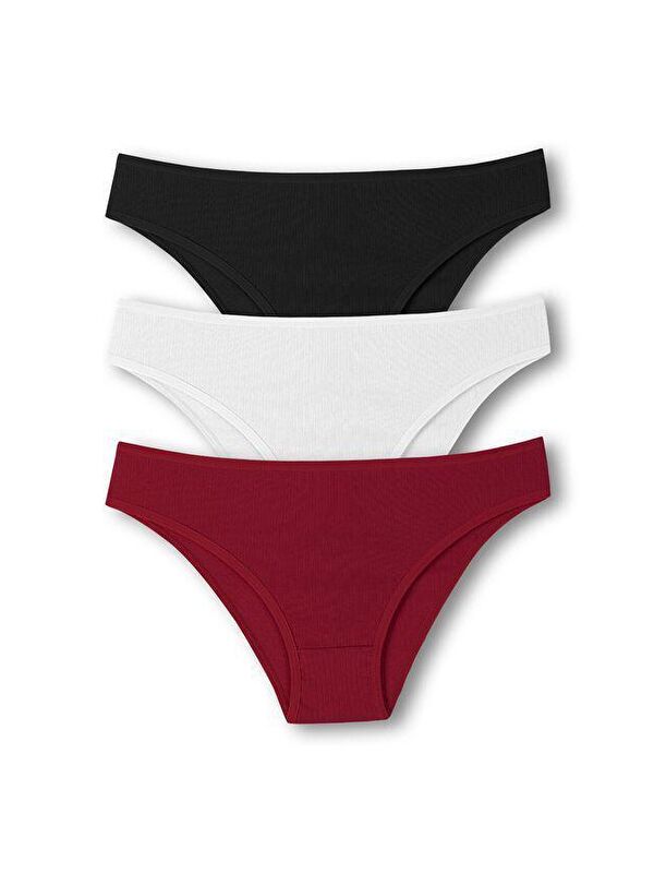 Hnx Pamuklu Fitilli Dokulu Slip Kadın Külot 3'lü
