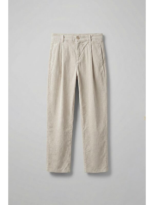 Abluka Online Erkek Baggy Fit Kadife Pantolon Krem