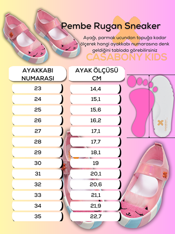 Pembe Rugan Simli 3d Kız Babet Sneakers - Görsel 6