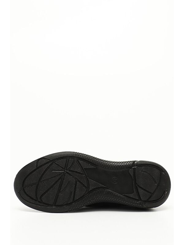 SİYAH Hakiki Deri Yuvarlak Burun Dolgu Taban Bağcıklı Kadın Sneaker 42610 - Görsel 6