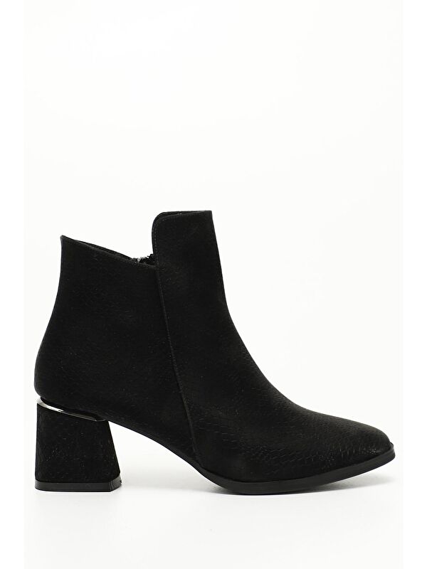 SİYAH Kalın Topuklu Fermuarlı Kadın Günlük Bot 35045 - Görsel 2