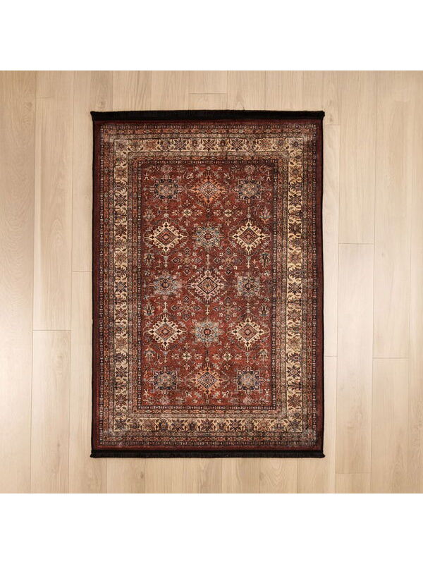 Evidea Soft Line Afgan Desenli Halı - Kırmızı - 120x180 cm