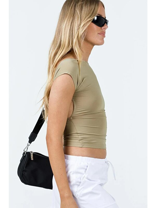 Madmext Bej Sırt Dekolteli Crop Kadın Bluz Mg1851