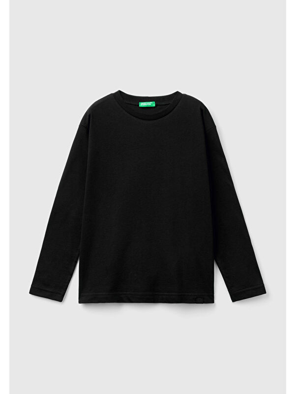 United Colors Of Benetton Erkek Çocuk Siyah Basic Sweatshırt