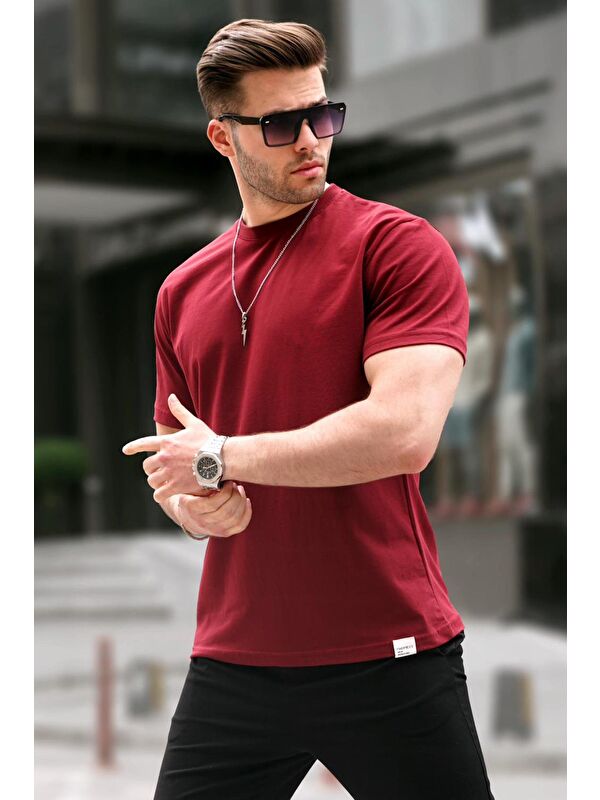 Madmext Bordo Regular Fit Basic Erkek %100 Pamuk Tişört 6131