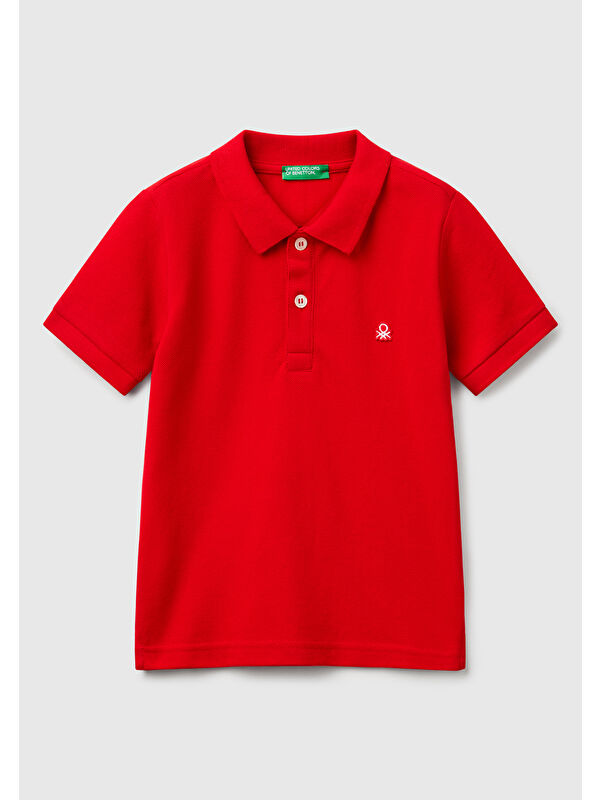 United Colors Of Benetton Erkek Çocuk Kırmızı Logolu Polo Tişört