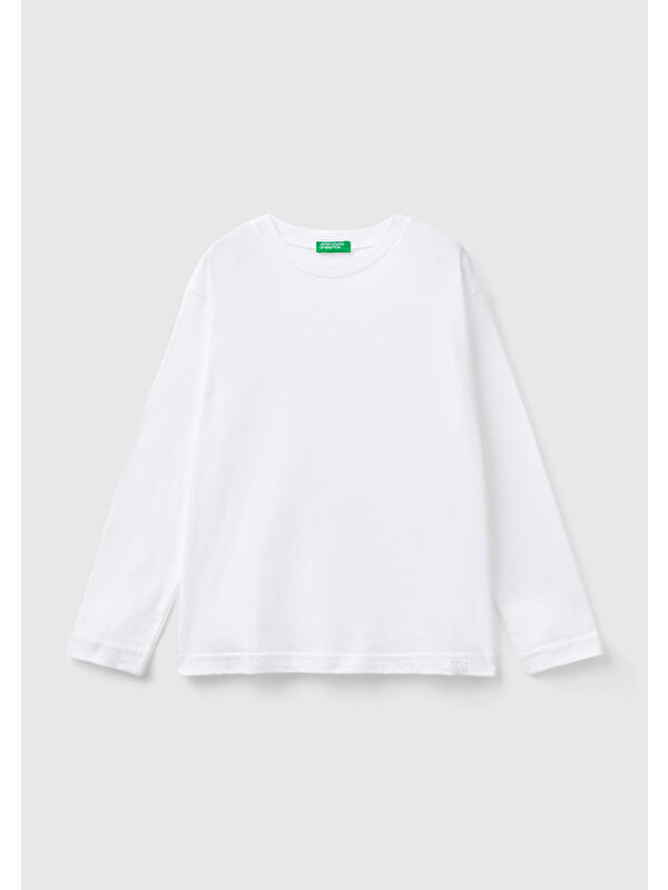 United Colors Of Benetton Erkek Çocuk Beyaz Basic Sweatshırt