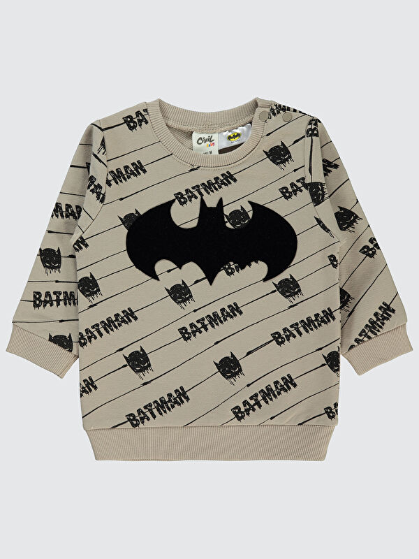 Civil Batman Erkek Bebek Sweatshirt 6-18 Ay Açık Bej