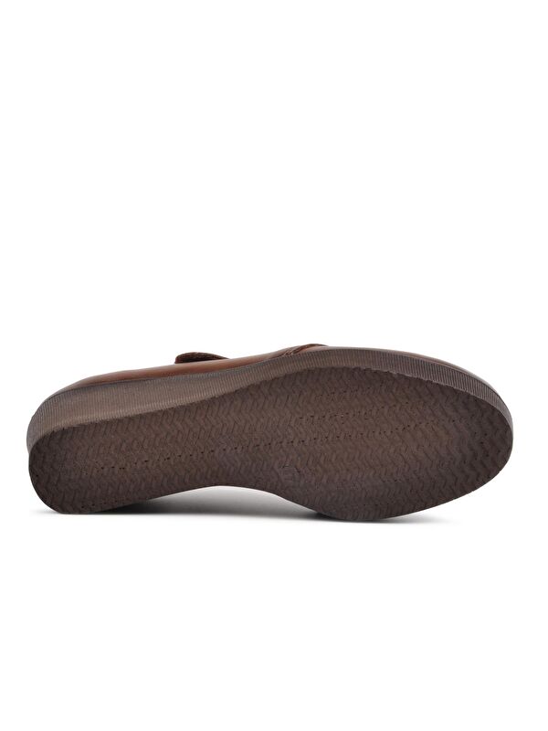 385 Kahverengi Kadın Hakiki Deri Dolgu Topuk Ayakkabı - Görsel 6