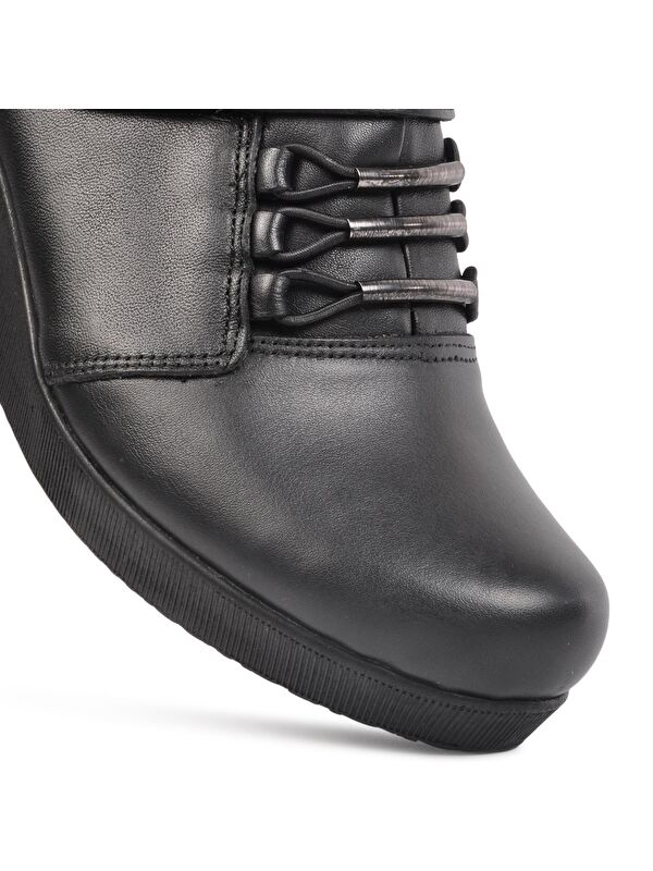 385 Siyah Kadın Hakiki Deri Ayakkabı - Görsel 3