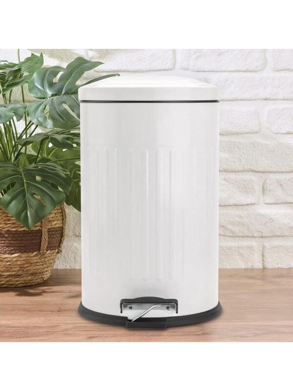 Evidea Living Vintage Çöp Kovası - Beyaz - 16 lt