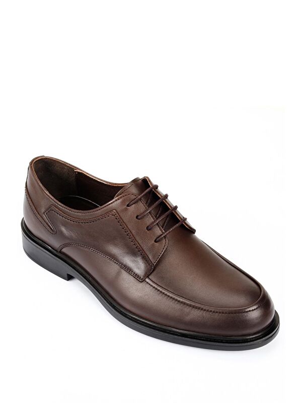 KAHVERENGİ Hakiki Deri Yuvarlak Burun Bağcıklı Erkek Ayakkabı 42176 - Görsel 5