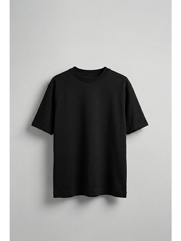 Abluka Online Erkek Oversize Basic %100 Pamuk Tişört Siyah