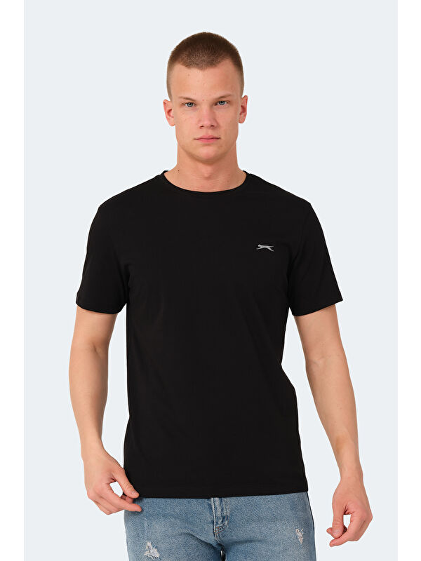 SLAZENGER Bisiklet Yaka Kısa Kollu Arkası Yazı Baskılı Erkek %100 Pamuk Tişört