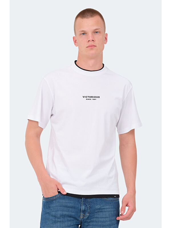 SLAZENGER VRENI Erkek %100 Pamuk Tişört Beyaz