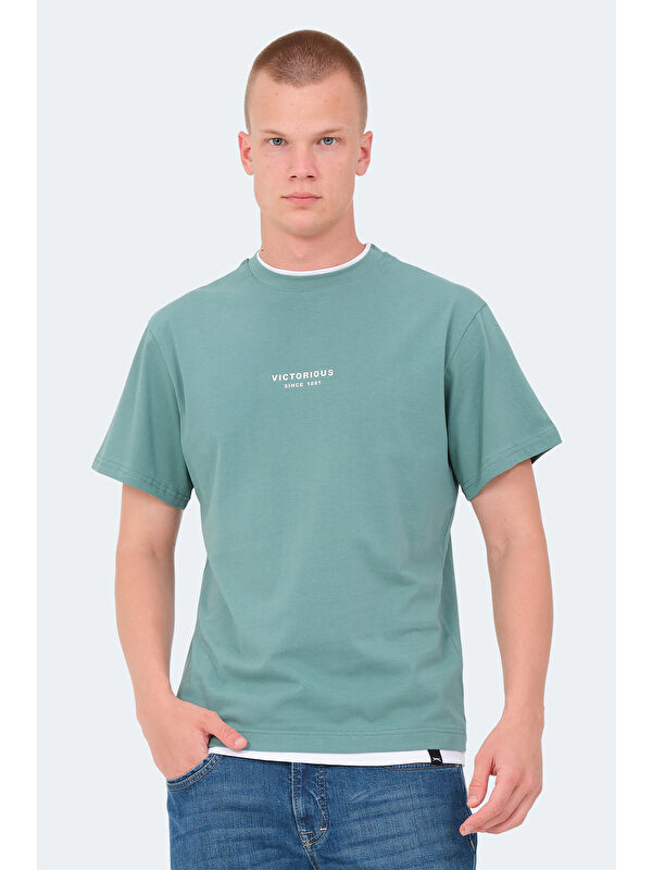 SLAZENGER VRENI Erkek %100 Pamuk Tişört Su Yeşili