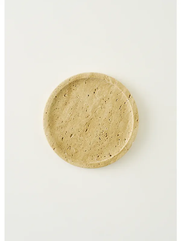 Bella Maison Ephesus Traverten Yuvarlak Dekoratif Tabak Naturel (20x4 cm)