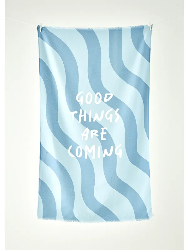 Bella Maison %100 Pamuk Good Things Are Coming Baskılı Plaj Havlusu Mint (90x150 cm)