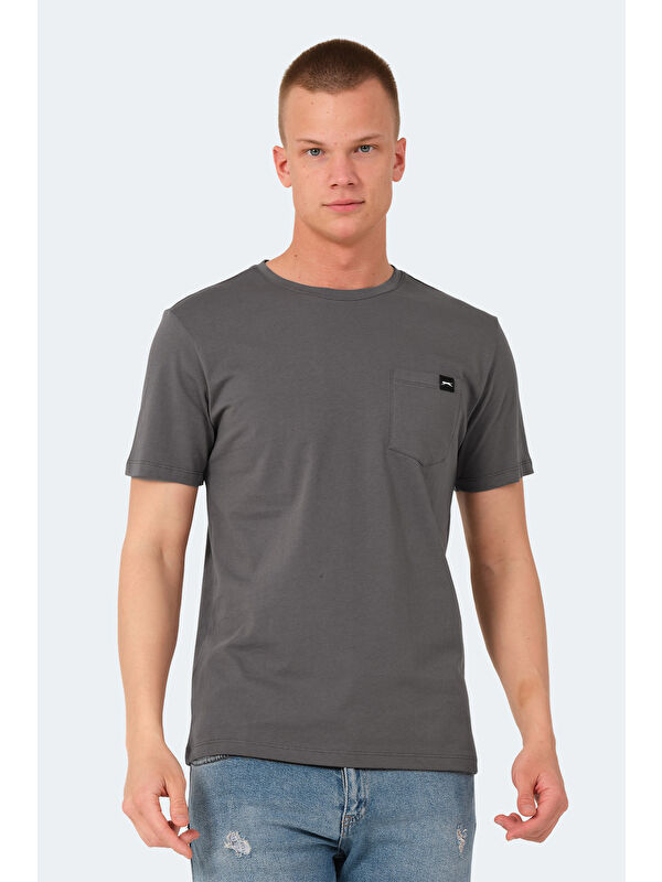 SLAZENGER veSELA Erkek %100 Pamuk Tişört Koyu Gri