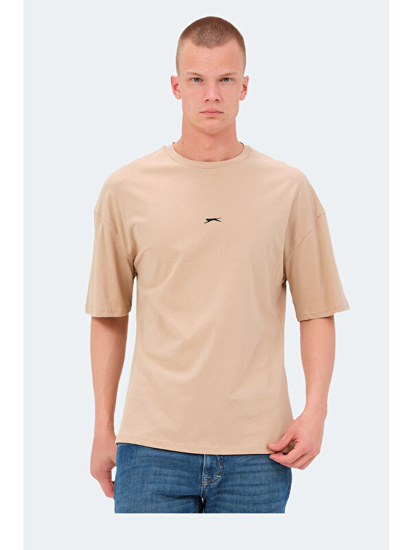 SLAZENGER Erkek %100 Pamuk Tişört Bej