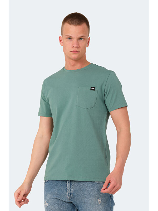 SLAZENGER Bisiklet Yaka Kısa Kollu Cep Detaylı Erkek %100 Pamuk Tişört