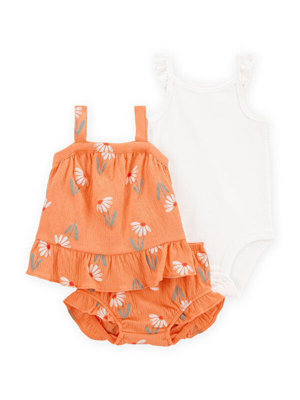 Carter's Kız Bebek Alt Üst Set 3 Ay-24 Ay Turuncu