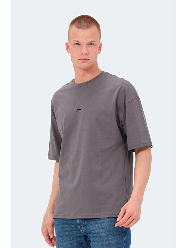 SLAZENGER veNETIA I Erkek %100 Pamuk Tişört Koyu Gri