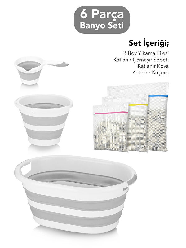 Meleni Home 6'lı Katlanır Çamaşır Sepeti