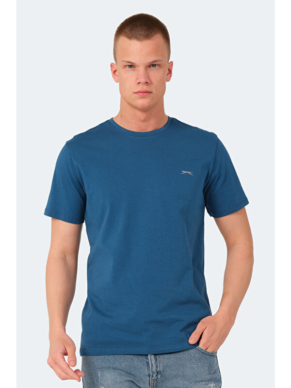SLAZENGER Bisiklet Yaka Kısa Kollu Arkası Yazı Baskılı Erkek %100 Pamuk Tişört