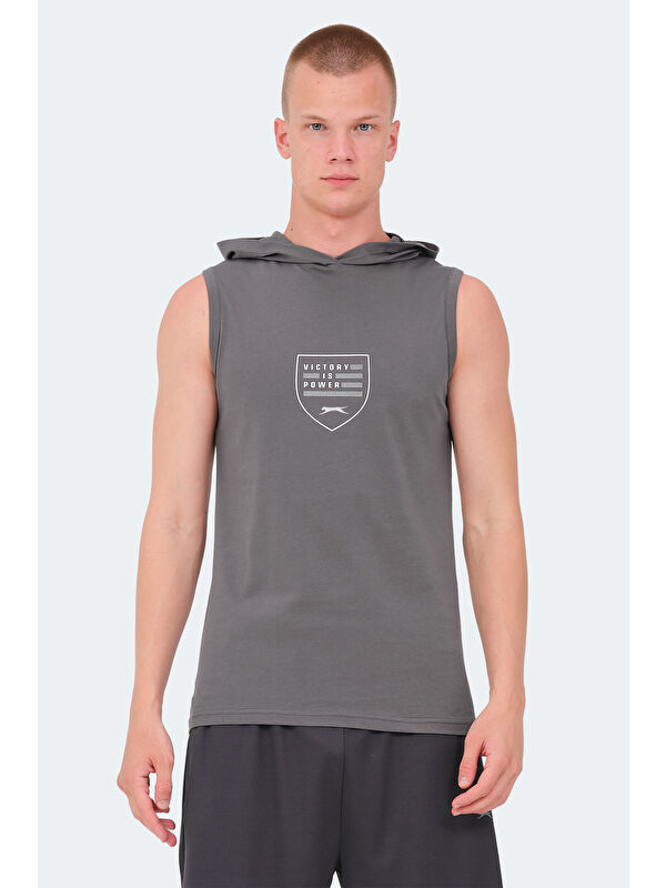 SLAZENGER veRSIO Erkek %100 Pamuk Tişört Koyu Gri